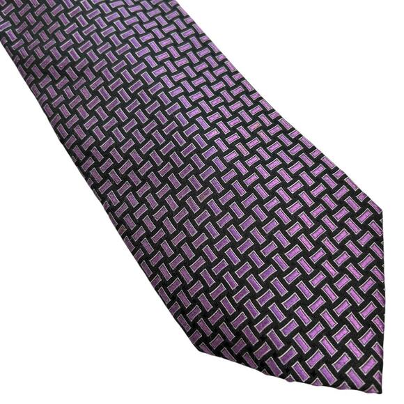 CHAPS Ralph Lauren Men's Purple Silk Patterned Tie - Picture 2 of 7
